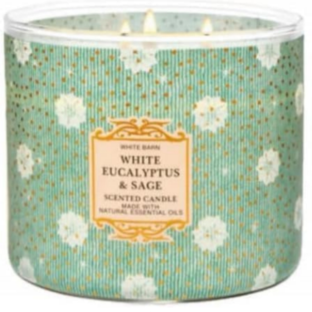 White Eucalyptus & Sage - White Barn Bath/Body Work- 3-Wick Scented Candle 14.5